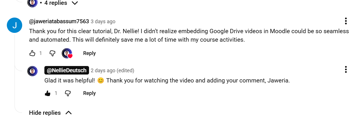 4th YouTube Video Comment