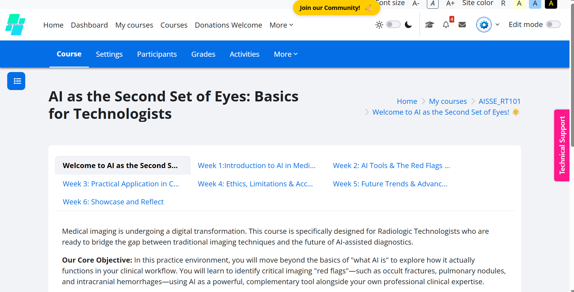 My Moodle Course Sections Update 