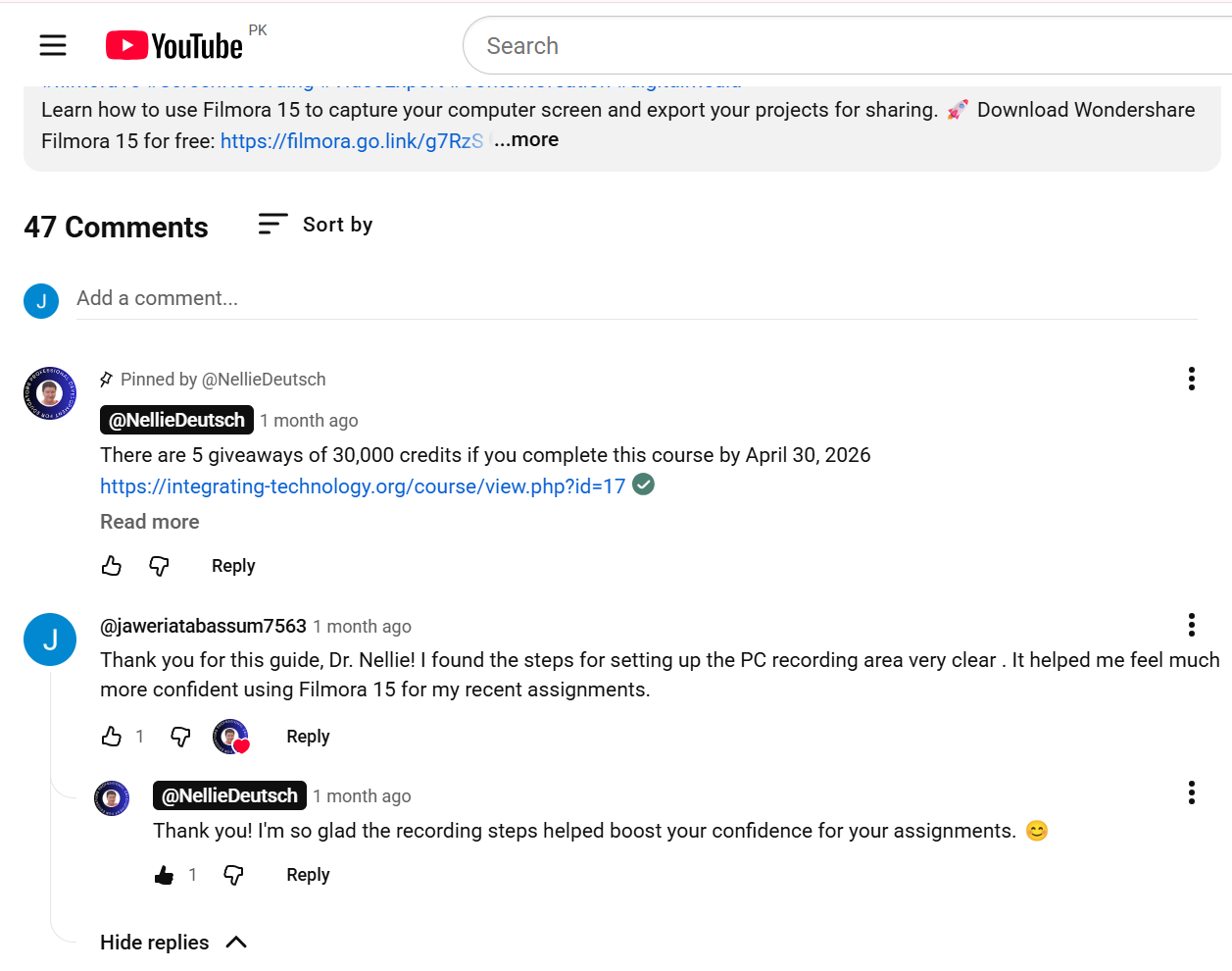 Youtube comment
